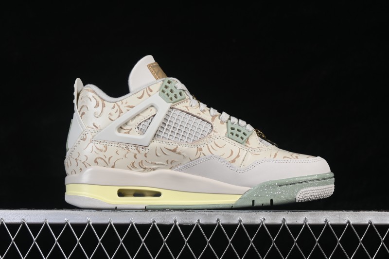 Nike Air Jordan 4 Retro 'Somos Eternos' AJ4 Day of the Dead Sneakers with Metallic Gold Accents and Jade Midsole - IM8116-047