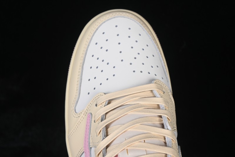 Nike Travis Scott x Air Jordan 1 Low OG Retro Sneakers with Reverse Swoosh Design - IQ7604-100