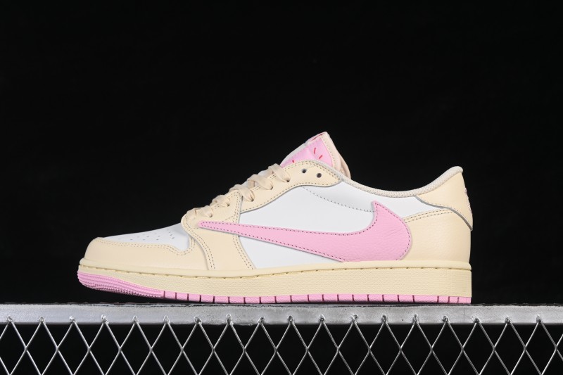 Nike Travis Scott x Air Jordan 1 Low OG Retro Sneakers with Reverse Swoosh Design - IQ7604-100