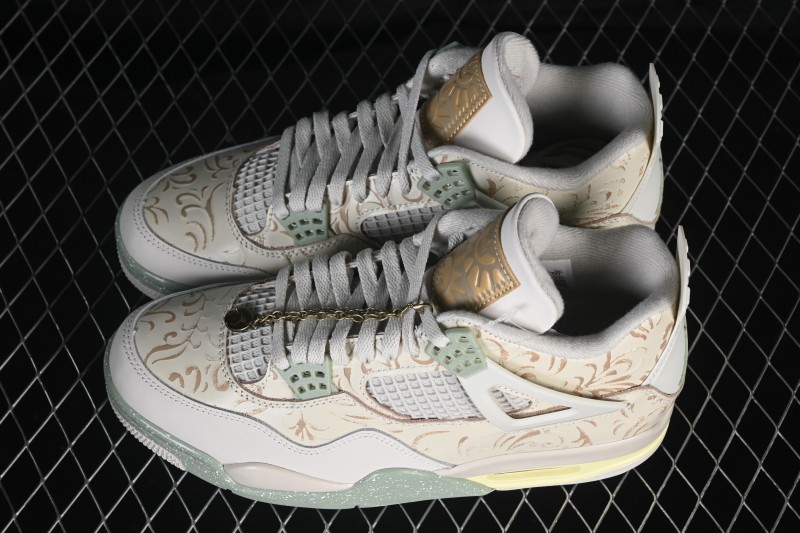Nike Air Jordan 4 Retro 'Somos Eternos' AJ4 Day of the Dead Sneakers with Metallic Gold Accents and Jade Midsole - IM8116-047
