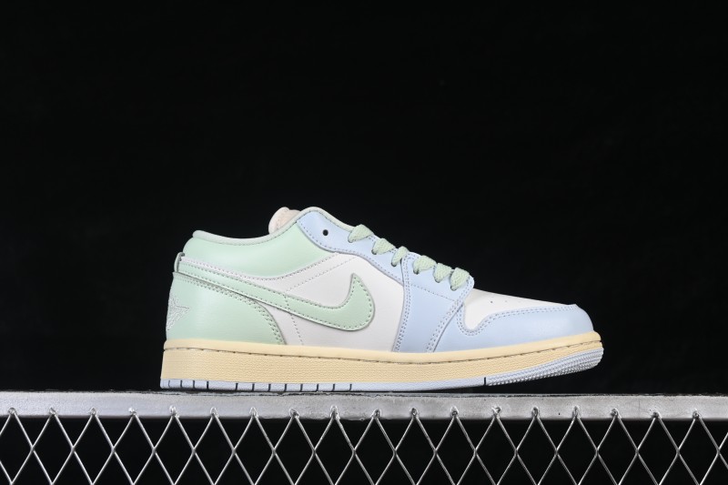 Nike Air Jordan 1 Low Retro Lifestyle Basketball Shoes with Light Blue Color Blocking - DC0774-108