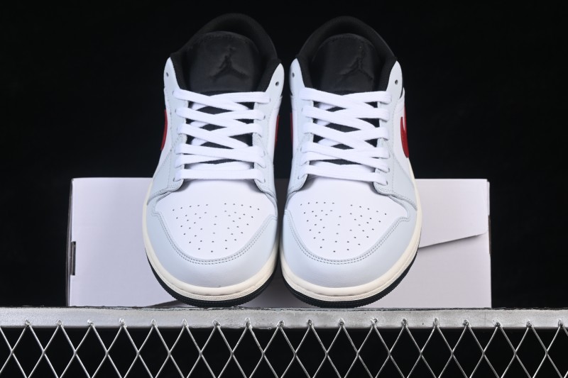 Nike Air Jordan 1 Low Retro Basketball Shoes in White and Red - 553558-081