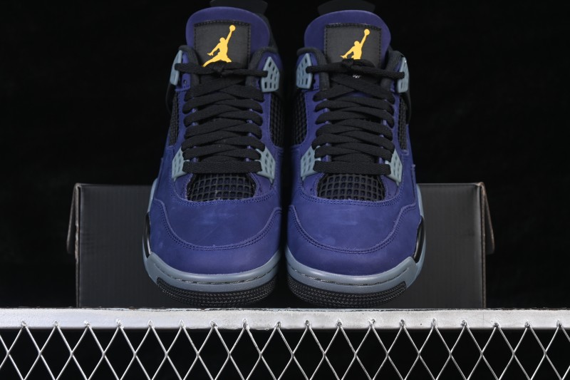 Nike Air Jordan 4 Retro "Lakers" Basketball Shoes with Premium Leather and Purple-Gold Colorway - FV5029-500