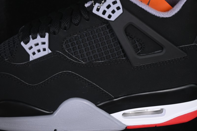 Nike Air Jordan 4 Retro Running Shoes with Premium Leather Upper and Classic Black-Red Colorway - IX8180-001