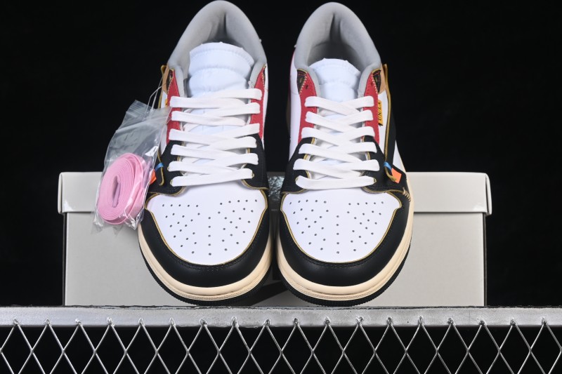 Nike Travis Scott x Air Jordan 1 Low OG Retro Sneakers with Reverse Swoosh Design - XZ6868-005