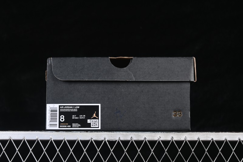 Nike Air Jordan 1 Low Retro Basketball Shoes with White Grey and Blue Accents - 553558-400