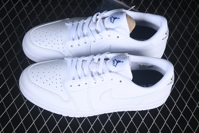 Nike Air Jordan 1 Low Retro Basketball Shoes in All-White Leather - DD9315-120
