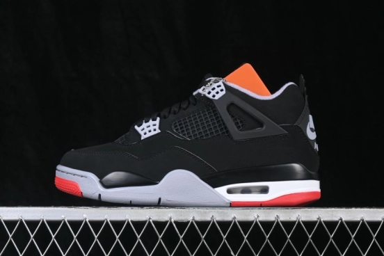 Nike Air Jordan 4 Retro Running Shoes with Premium Leather Upper and Classic Black-Red Colorway - IX8180-001