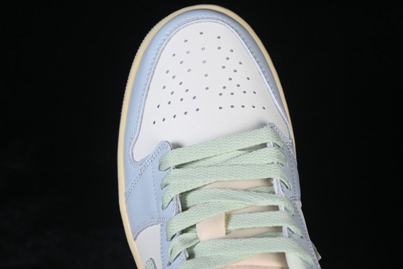 Nike Air Jordan 1 Low Retro Lifestyle Basketball Shoes with Light Blue Color Blocking - DC0774-108