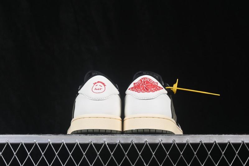 Nike Travis Scott x Air Jordan 1 Low OG Sneakers with Reverse Swoosh Design - DZ4137-106