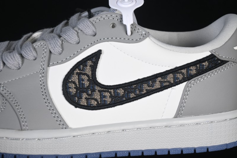 Dior x Air Jordan 1 Low AJ1 Collaboration Grey White Basketball Sneakers - CN8608-002
