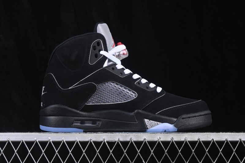 Nike Air Jordan 5 Retro Black Metallic Reimagined Basketball Shoes with Premium Leather Upper - HF3975-001