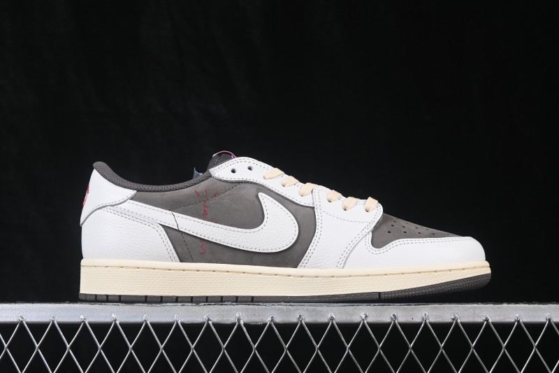 Nike Travis Scott x Air Jordan 1 Low OG Retro Sneakers with Reversed Swoosh Design - DM7866-162