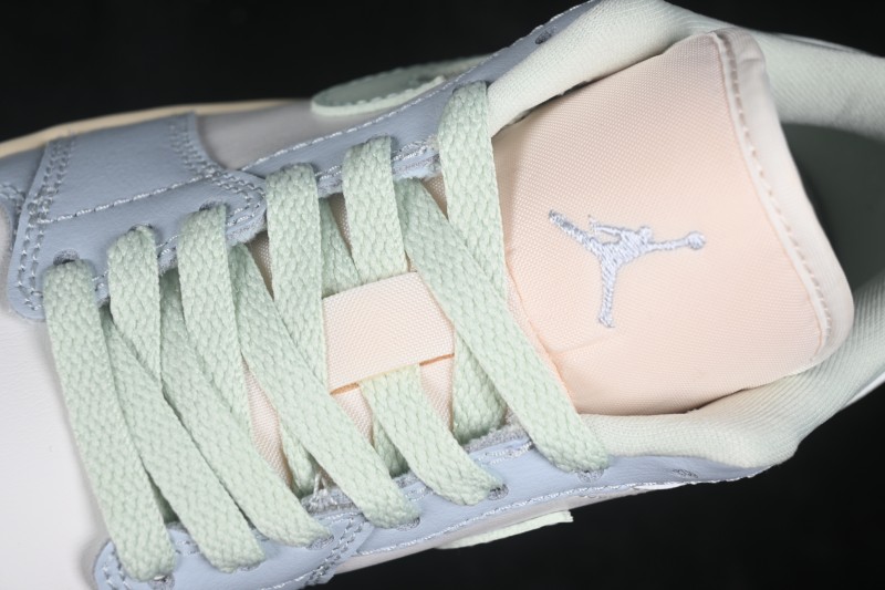 Nike Air Jordan 1 Low Retro Basketball Sneakers with Light Blue Color Blocking and Low-Top Casual Design - DC0774-108