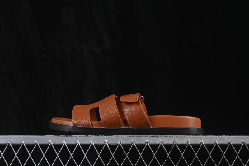 Hermes Chypre Flat Slide Sandals Brown - AJE5