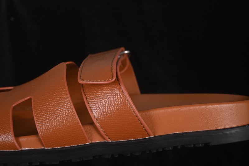 Hermes Chypre Flat Slide Sandals Brown - AJE5