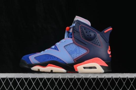 Awake NY x Air Jordan 6 Retro High "Denim Blue" Basketball Sneakers with Premium Suede Upper - IQ5706-400