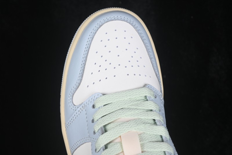 Nike Air Jordan 1 Low Retro Basketball Sneakers with Light Blue Color Blocking and Low-Top Casual Design - DC0774-108