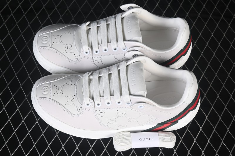 Gucci Primavera Screener Sneakers with Perforated GG Leather and Web Detail - FAGIV9078
