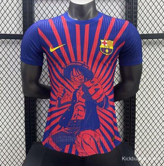 Player Version 25/26 Barcelona Blue with Anime Character Sunburst Pattern Jersey