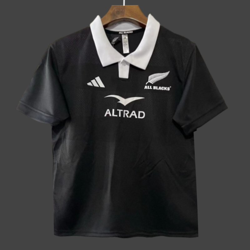 2026 New Zealand All Blacks Black with White Collar Jersey