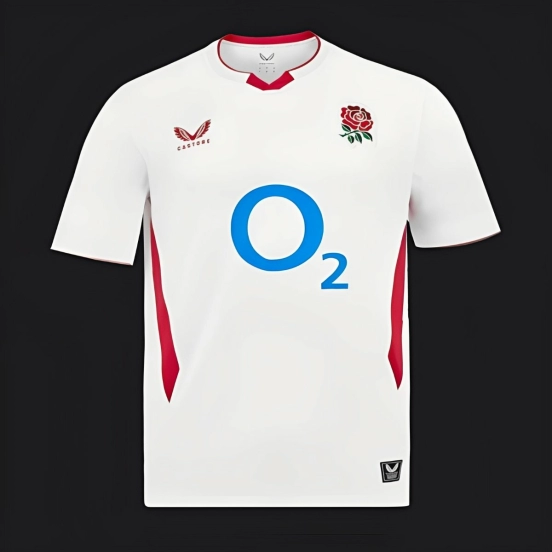 2026 England White with Red Side Panel Rugby Jersey