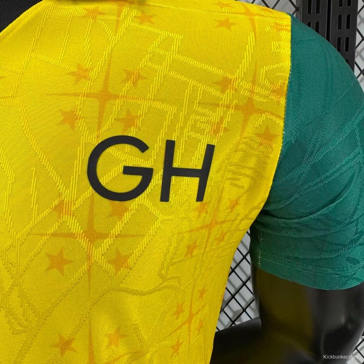 Player Version 2026 Ghana White with Black Star and Yellow Sleeves Jersey