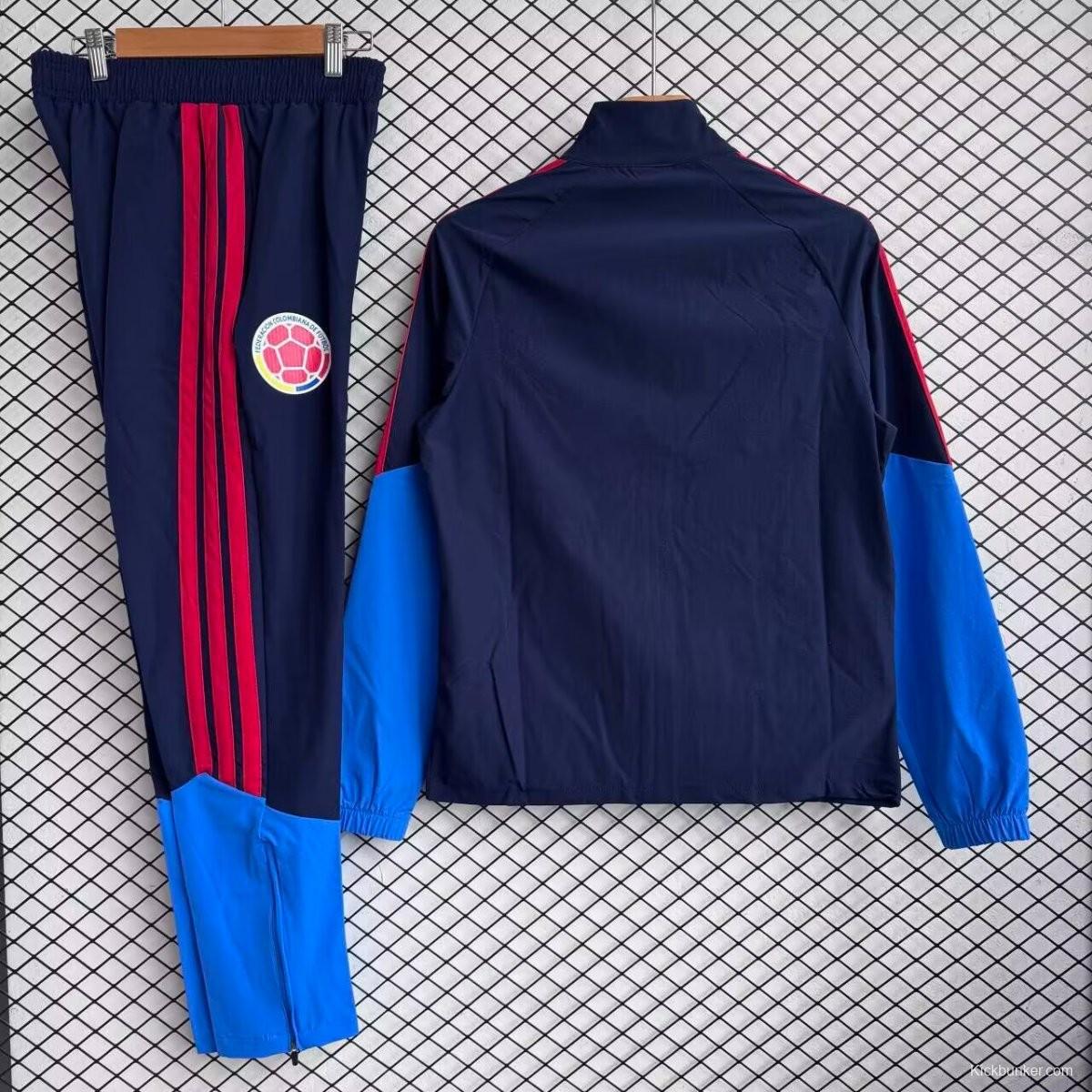 25/26 Colombia Navy with Red Full zipper Jacket Tracksuit+ long pants