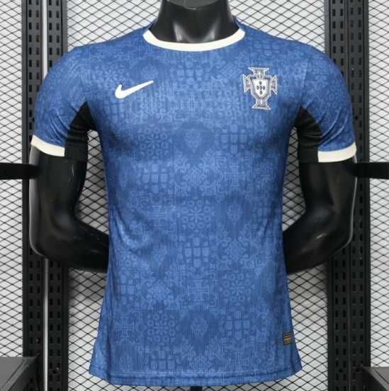 Player Version 2027 Portugal Away Blue with Jacquard Pattern Jersey