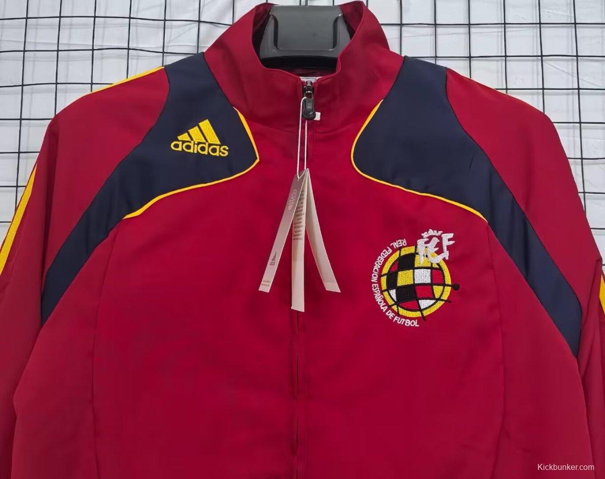 2026 Spain Vintage Adidas Red Full Zipper Windbreaker