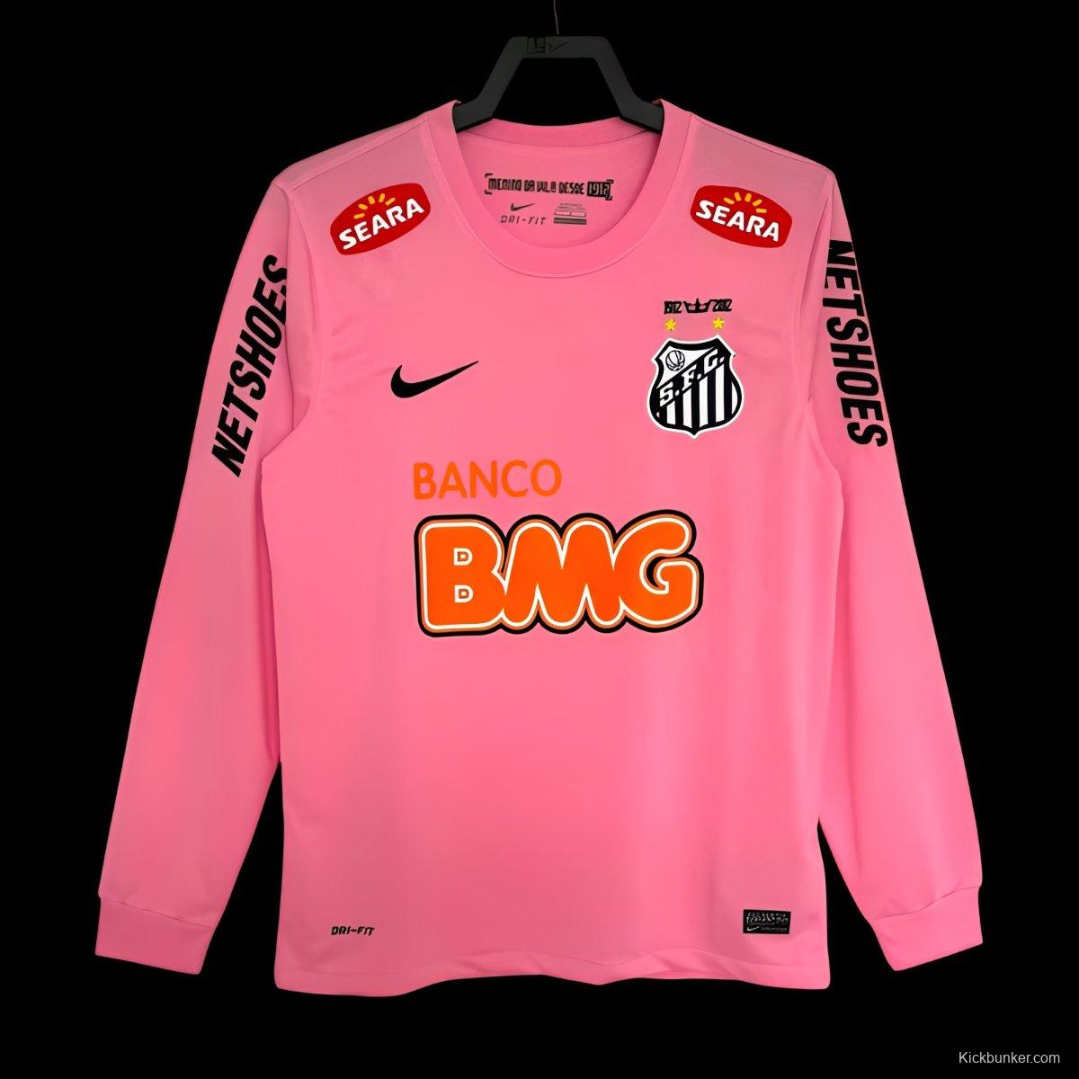 Retro 12/13 Santos Away Pink Long Sleeve Jersey