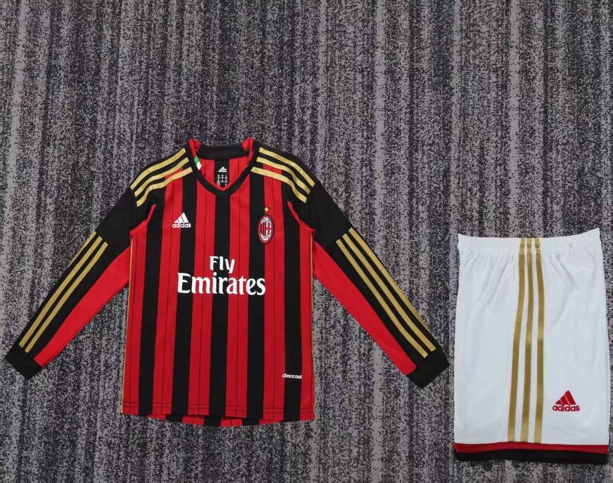 Retro 13/14 Kids  AC Milan Home Long Sleeve Jersey