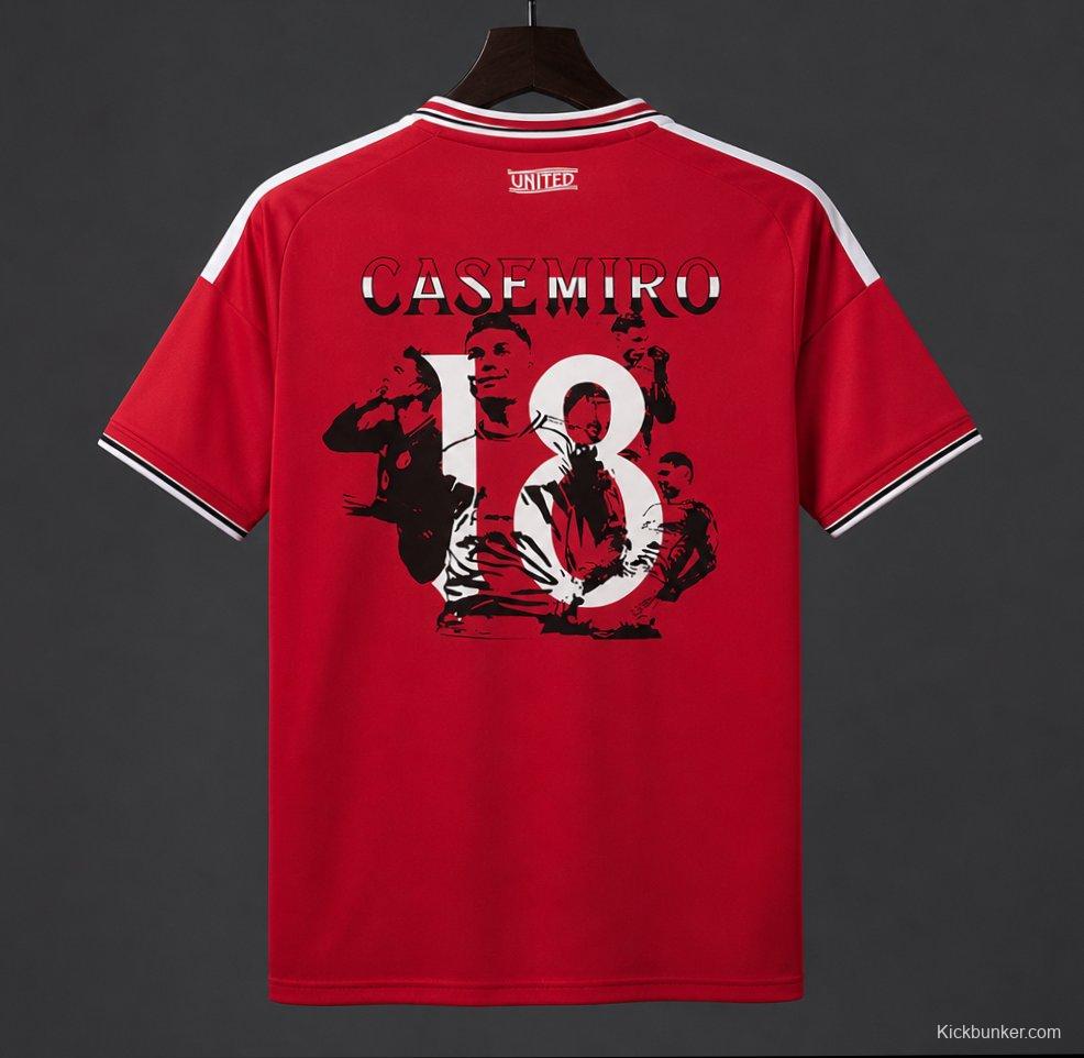 26/27 Manchester United Home Jersey with Casemiro Special Edition Print Red