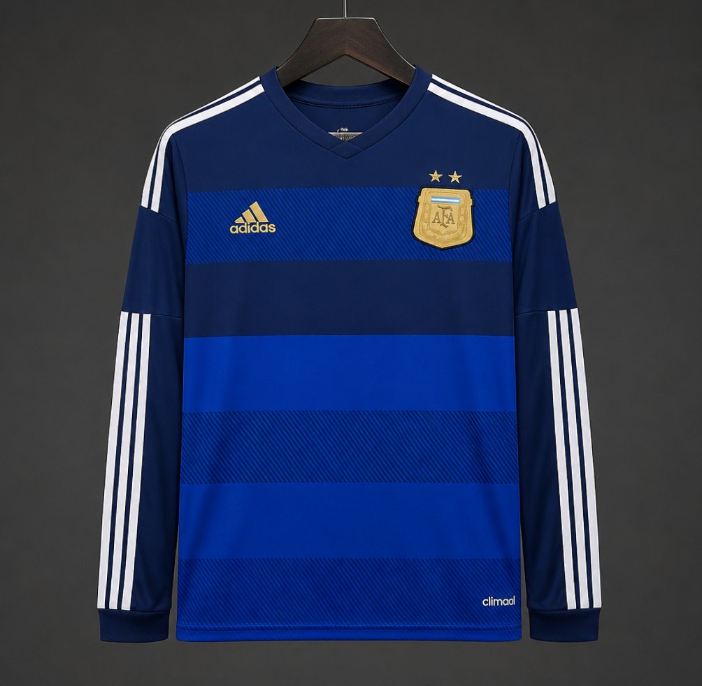 Retro 2014 Argentina Home Long Sleeve Soccer Jersey