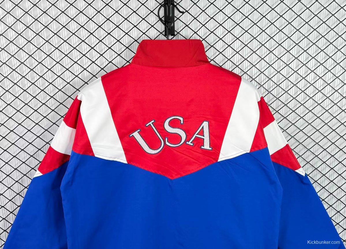 Retro 1994 USA Blue Full Zipper Windbreaker