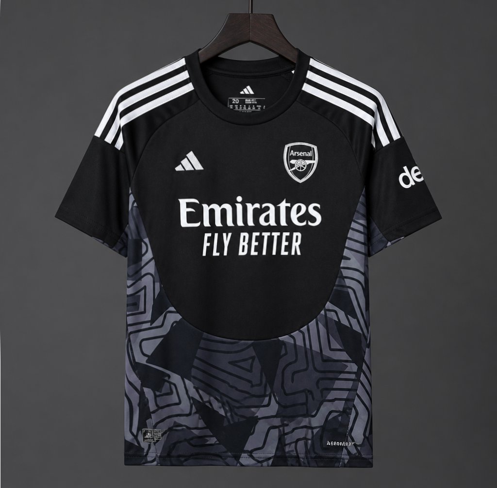 26/27 Arsenal Black with Dark Grey Geometric Contour Pattern Goalkeeper Jersey Set