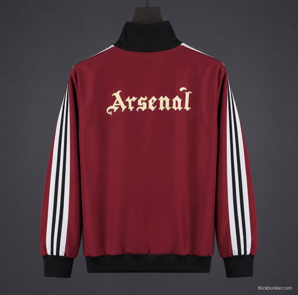 26/27 Arsenal Track Jacket Burgundy Black Full Zipper Windbreaker