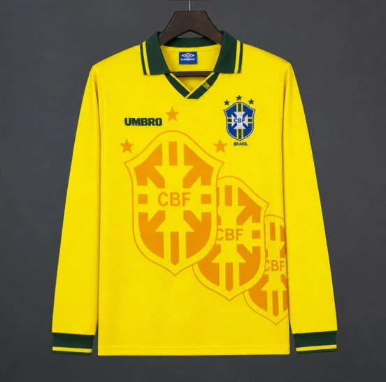 Retro 1994 Brazil Home Long Sleeve Yellow Jersey