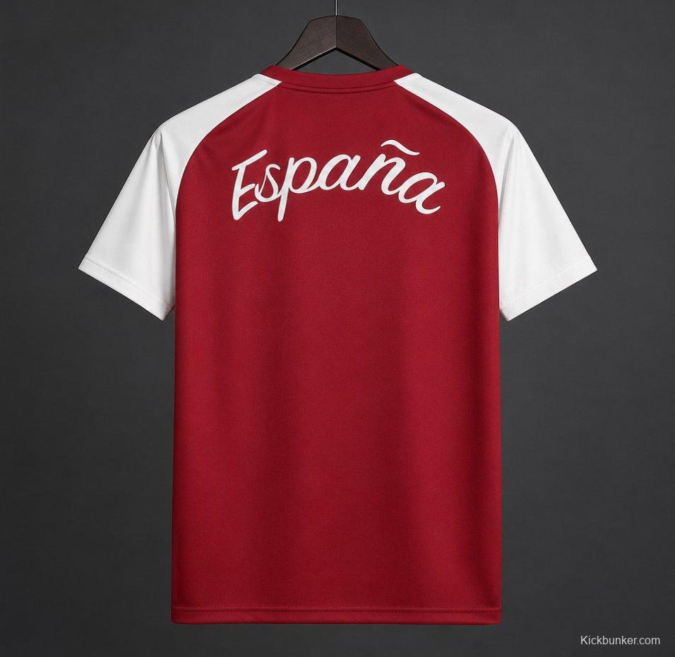 2026 Spain Pre-Match Away Red&White Jersey