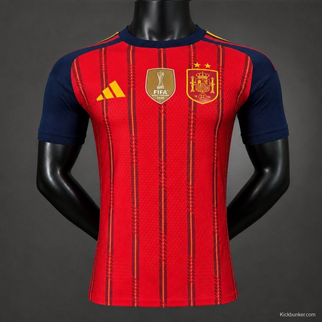 2 Star Player Version 2026 Spain Home Jersey With Champion Patch