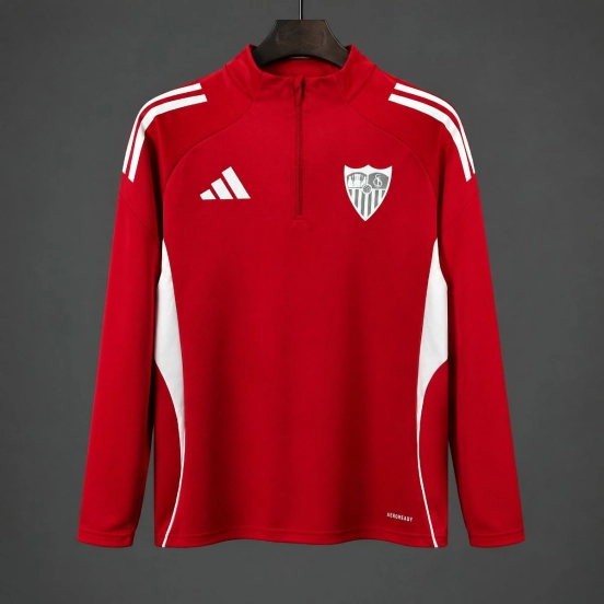 25/26 Sevilla FC Red Long Sleeve Half-Zip Training Top